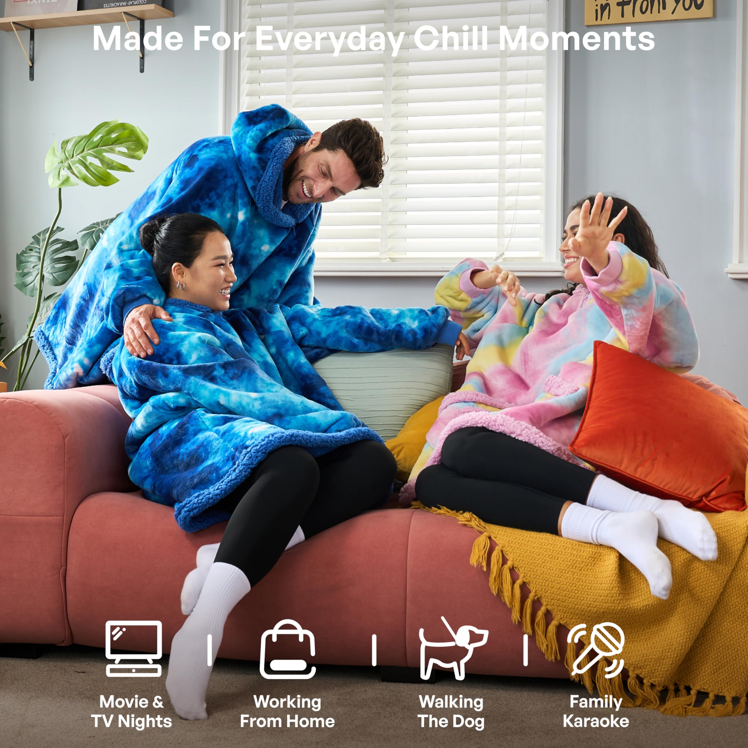Giggling Getup Felpa con Coperta Indossabile per Donne e Uomini - Felpa con Coperta Oversize in Flanella e Sherpa Fleece, con Tasca e Maniche, Coperta, Regali di Compleanno per Adulti, Avocado