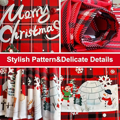 Miniatura 7 de Mantel rectangular impermeable de Navidad de 60 x 84 pulgadas, decoración navideña impresa para Nochevieja, mantel oblongo, tela lavable para