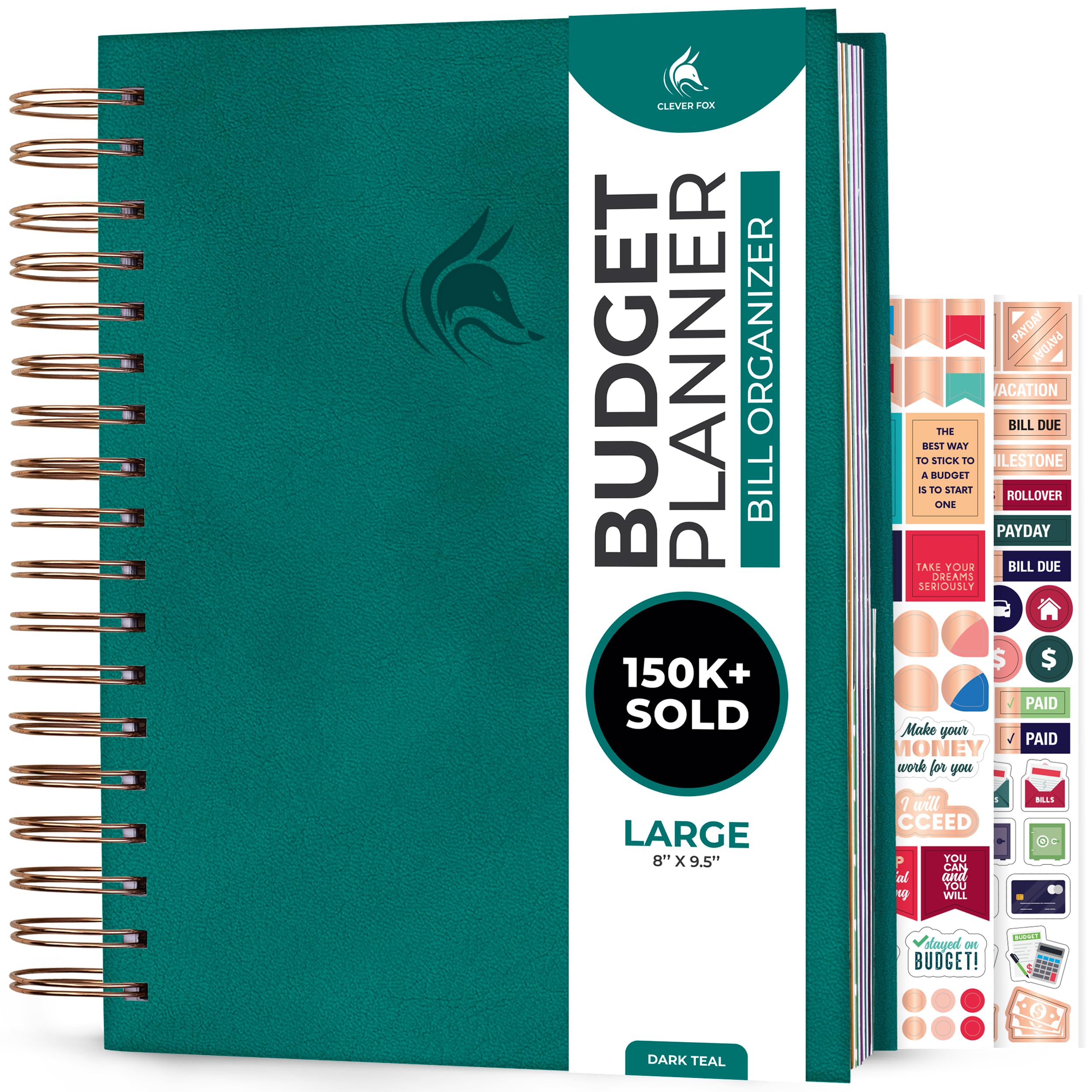 Clever Fox Budget Planner & Monthly Bill Organizer with Pockets. Expense Tracker Notebook, Budgeting Journal and Financial Planner Budget Book to Control Your Money. Large Size – Dark Teal