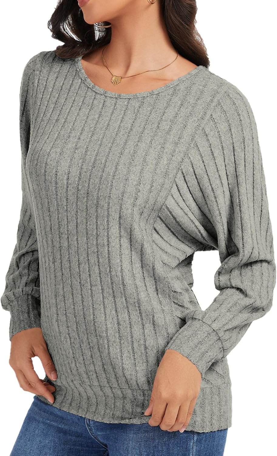 Womens Batwing Long Sleeve Shirts Lightweight Sweaters Work Tunic Tops Dressy Casual Loose Fit Fall Clothes 2025 - Image 5