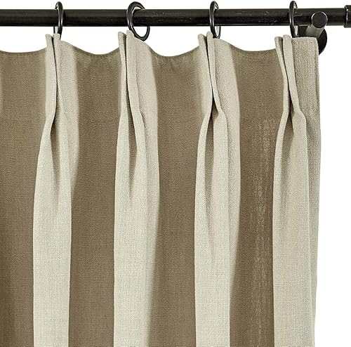 Miniatura 177 de Frelement Cortinas plisadas de lino de algodón extra anchas para oscurecer la habitación, 120 pulgadas de ancho x 96 pulgadas de largo, cortinas