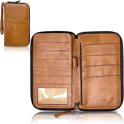 Soporte de pasaporte de cuero para viajes Cartera de pasaporte de cuero genuino para mujeres y hombres, cartera de viaje y organizador de documentos