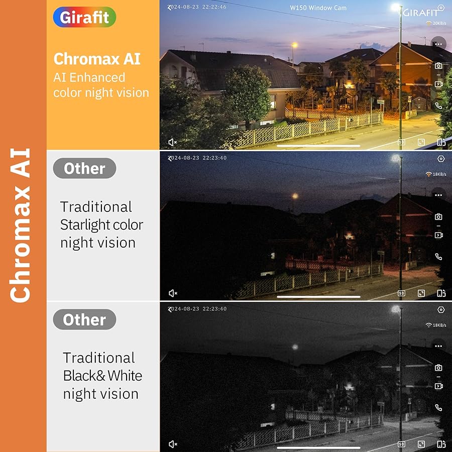 Girafit 3MP 2K Window Camera,2.4GHz & 5GHz WiFi Indoor Cameras for Home Security with ChroMax Al Color Night Vision,Person & Motion Detection,24/7 Recording,Easy & Quick Install - image 2