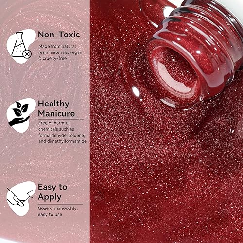 Miniatura 6 de Makartt Esmalte de uñas de gel, esmalte de gel natural de gelatina color nude rosa, blanco lechoso, rojo con purpurina, 6 unidades de 0.3 fl oz,