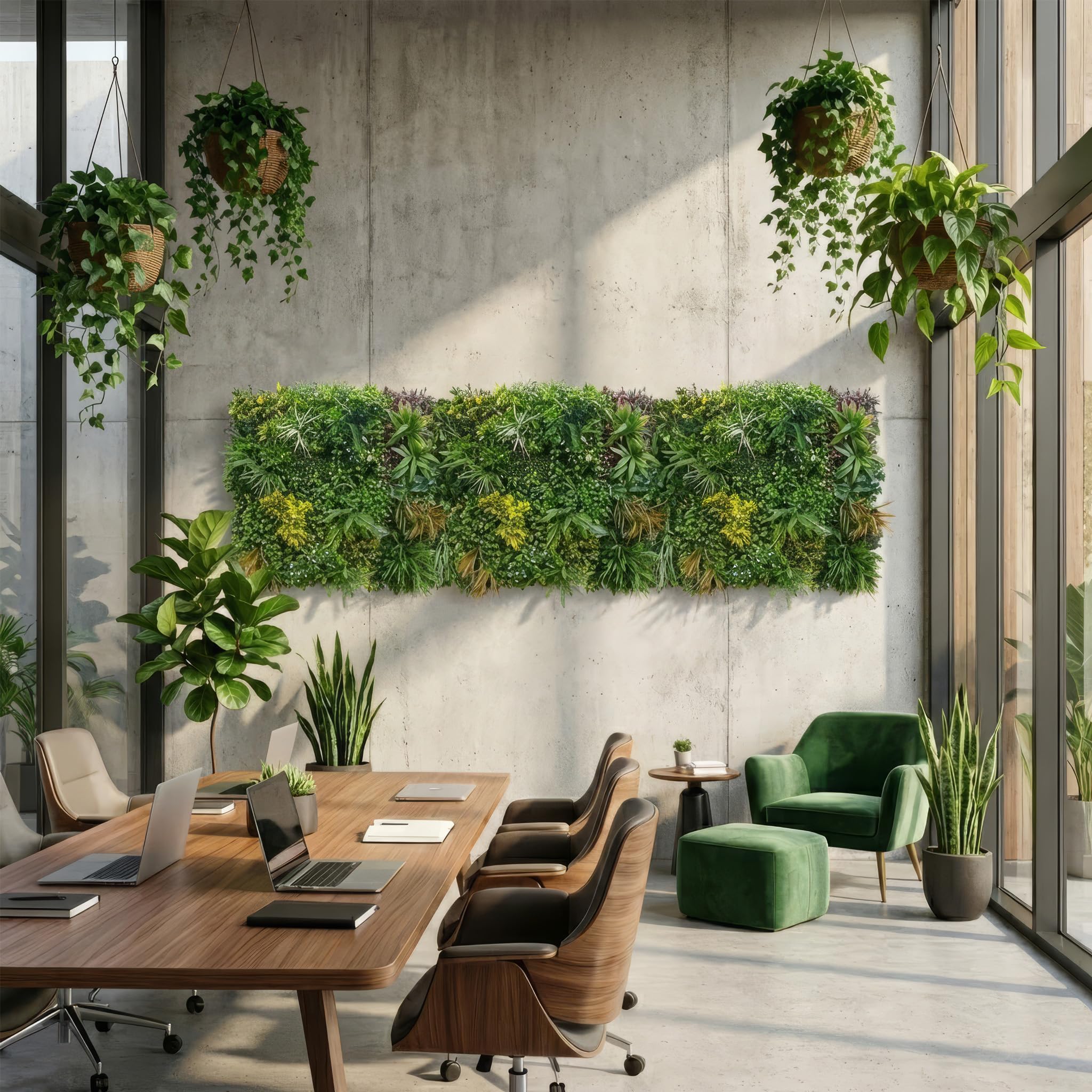 KARAT Ścianka na rośliny Spring Garden 100 x 100 cm, sztuczna ściana z systemem zatrzaskowym, wierna naturalna, bez pielęgnacji zielona ściana, do użytku wewnątrz i na zewnątrz