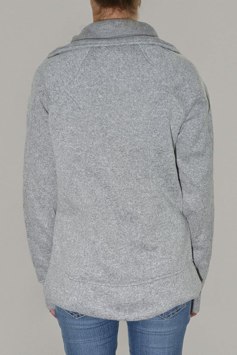 Avalanche Ladies' Full Zip Sweater Knit Fleece Jacket-Heather Gray, Large