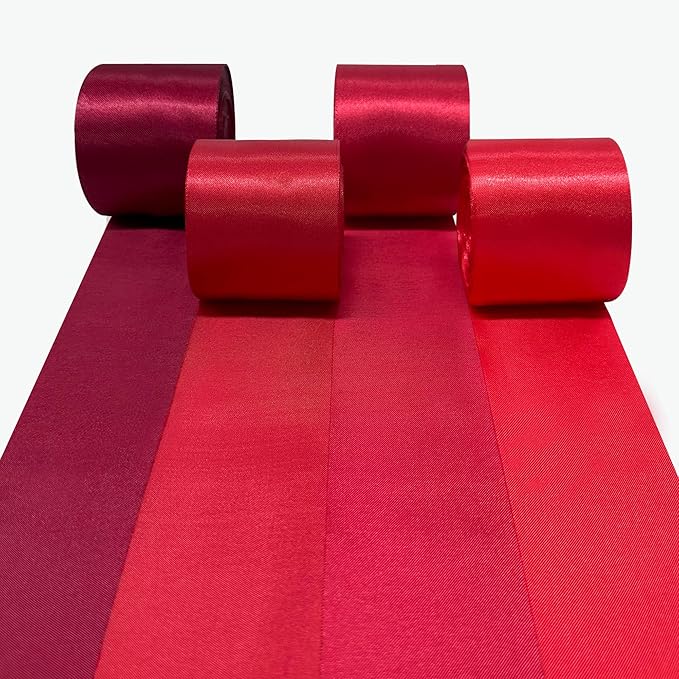 60M Red Satin Ribbon 50mm Wide Ombre Red Solid Fabric Ribbons Large ...