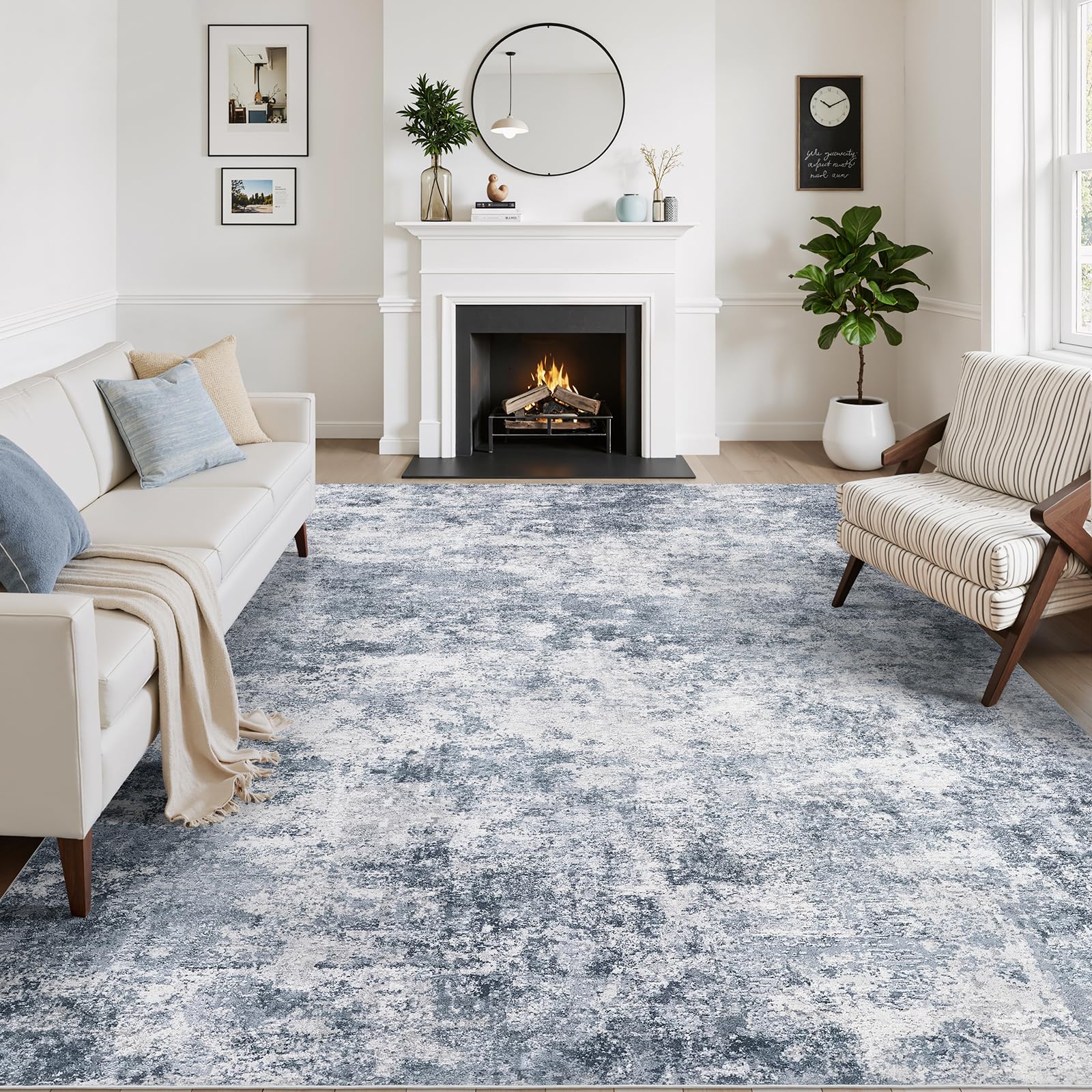 WITSHOCK 8x10 Area Rug Blue