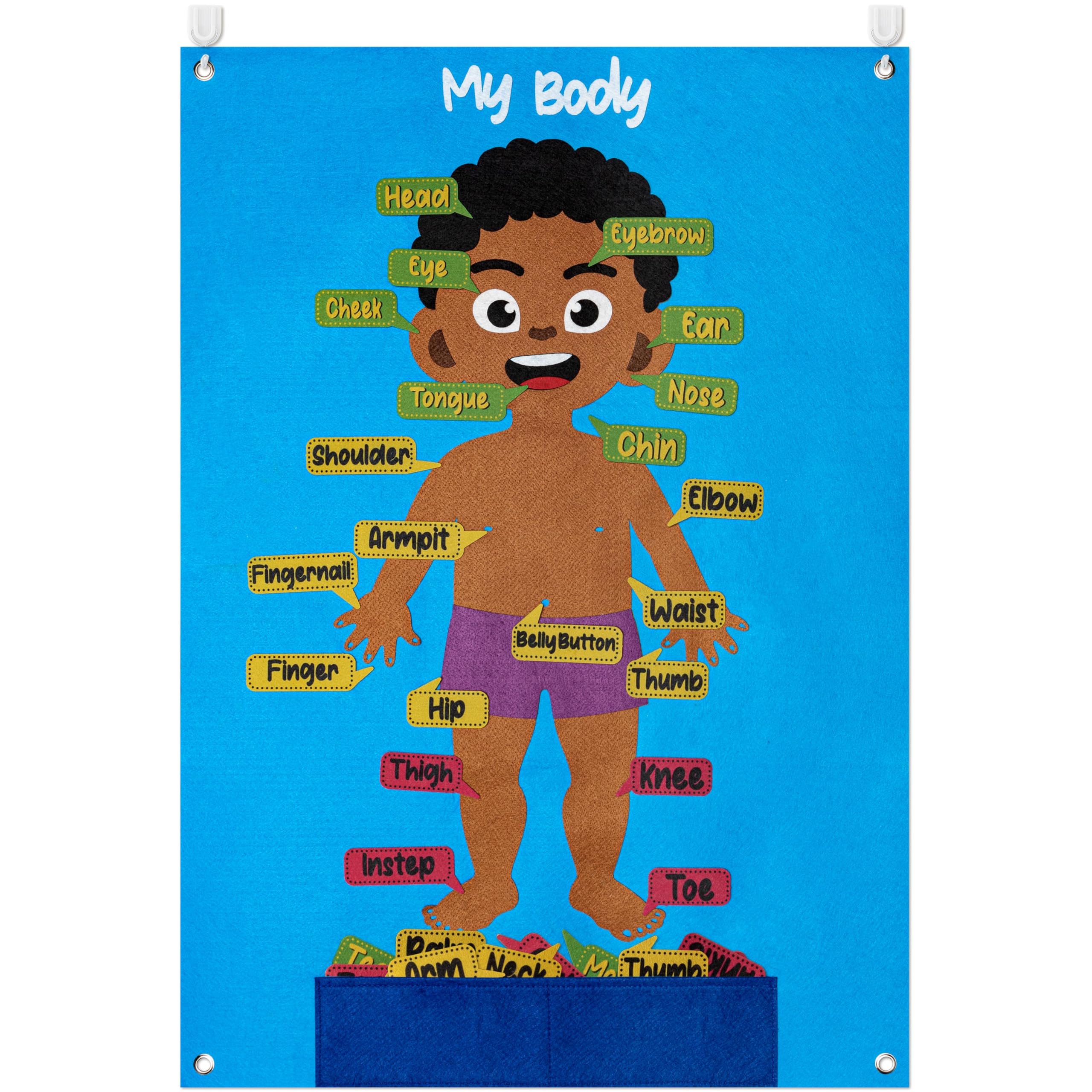 WATINC 35Pcs Brown Skin Color Body Parts Learning Felt Story Board Set, Human Organ Educational Teaching Storytelling Kit, Early Learning Interactive Play Wall Hanging Gift for Toddlers Kids