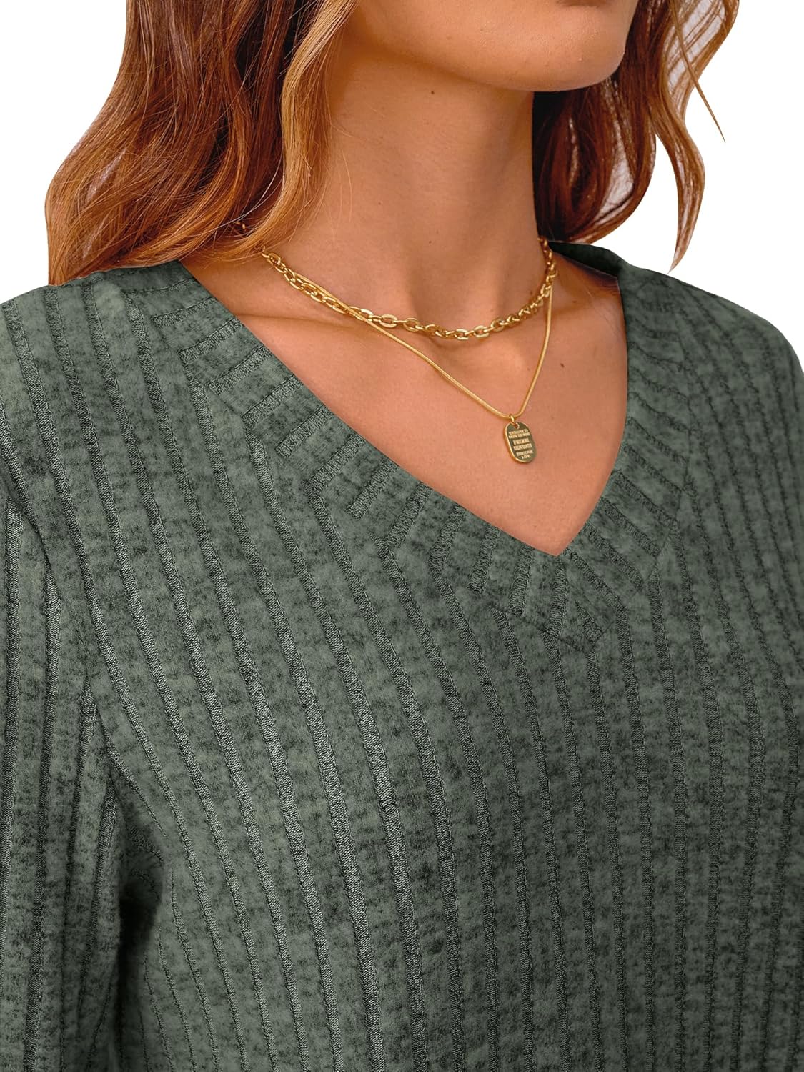 NORACORA V Neck 3/4 Length Sleeve Shirts for Women Casual Fall Tops Lightweight Tunic Sweaters 2025 - Image 5