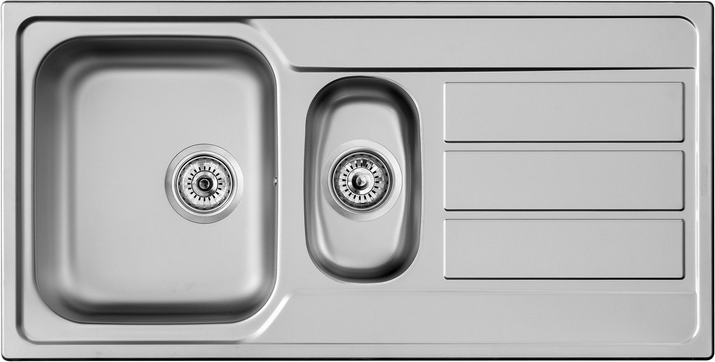 Pyramis 107163701 Linen Stainless Steel Kitchen Sink with Single and Half Bowl, Grey