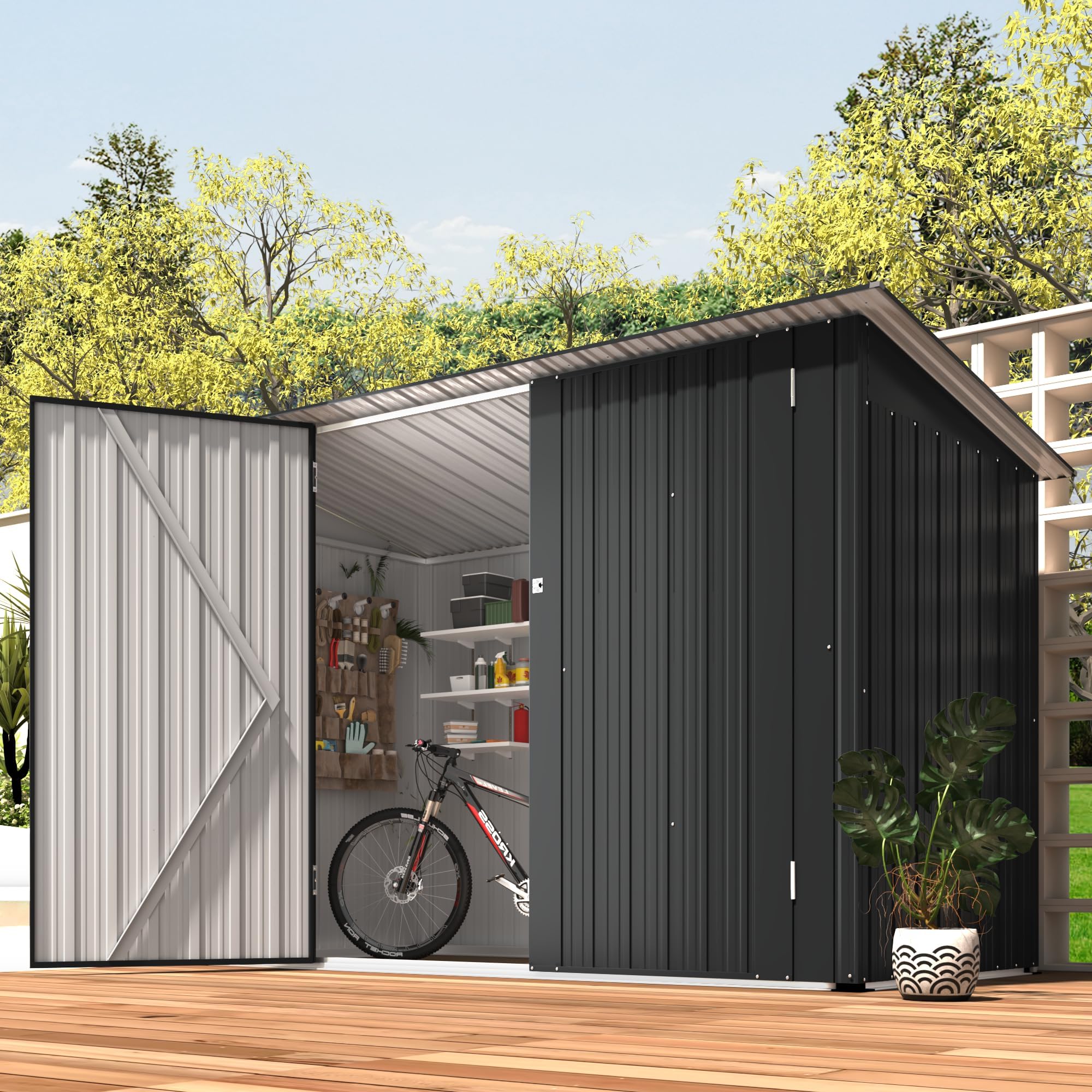 U-MAX 7x3 Outdoor Bike Storage Shed, 3x7 Lean to Sheds & Outdoor