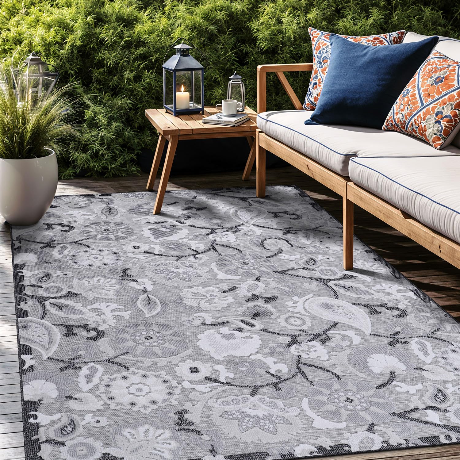 Luul Home Floral Indoor Outdoor Rugs 5x7 Large Area Rug