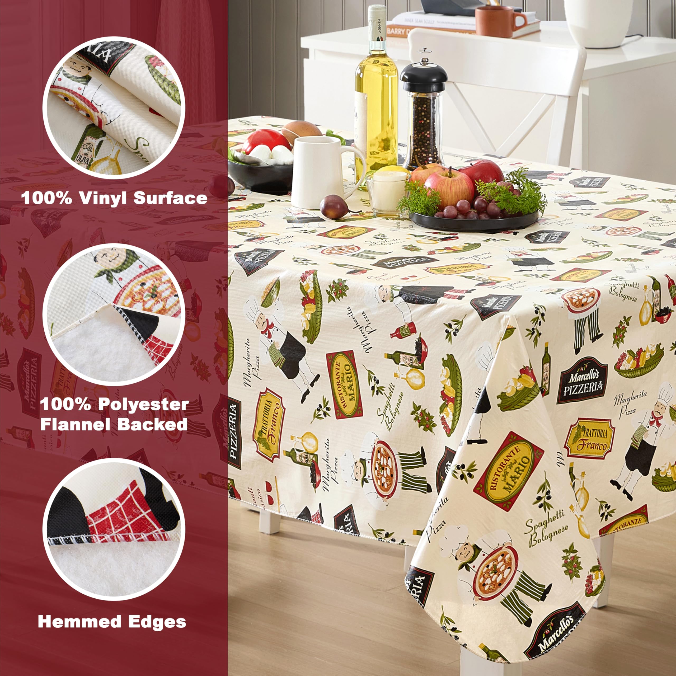 Amazon.com: Newbridge 60 x 84 Inch Rectangle Vinyl Tablecloth with