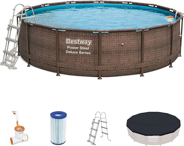 Piscina da giardino bestway 56664 piscina fuori terra piscina con bordi piscina rotonda 13030 l marrone 56664-18 Piscina da giardino bestway 56664 piscina fuori terra piscina con bordi piscina rotonda 13030 l marrone 56664-18