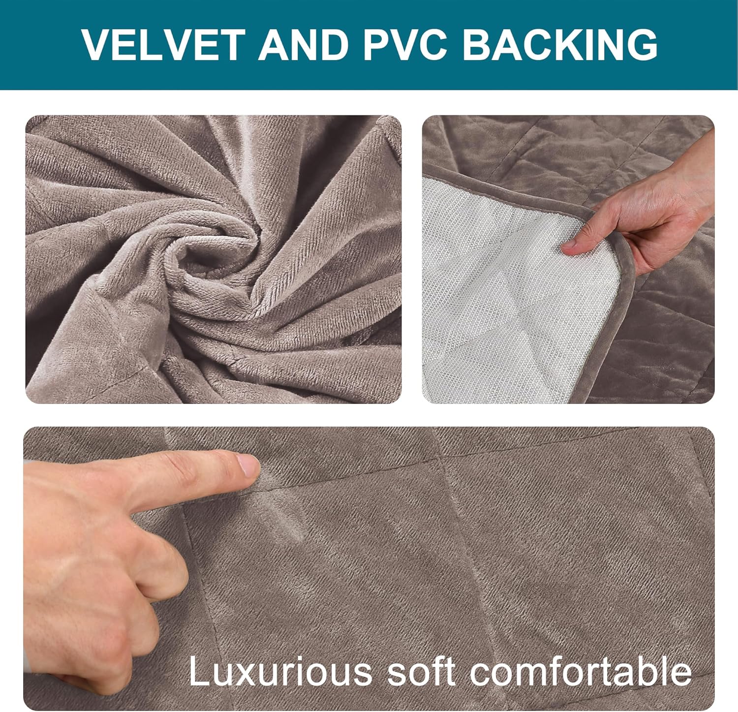 Velvet Quilted Armrest Covers - Water-Resistant Sofa Arm Protectors Set of 2 with Side Pocket Organizer, Non-Slip Furniture Covers for Chairs & Couches (Taupe)
