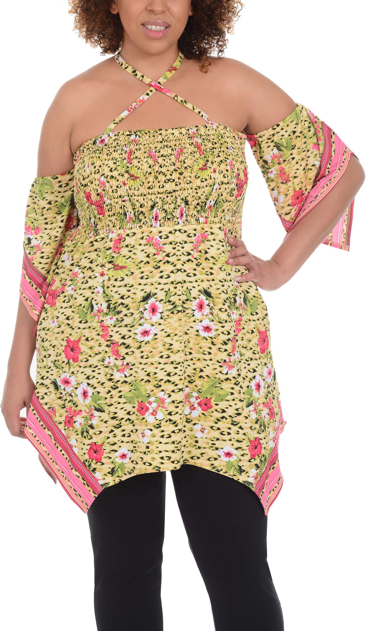 Plus Size Halter Neck Off The Shoulder Top