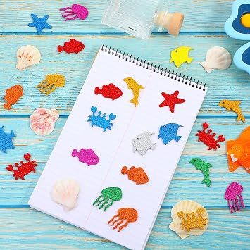 Clabby 200pcs Glitter Foam Ocean Stickers for Kids Crafts