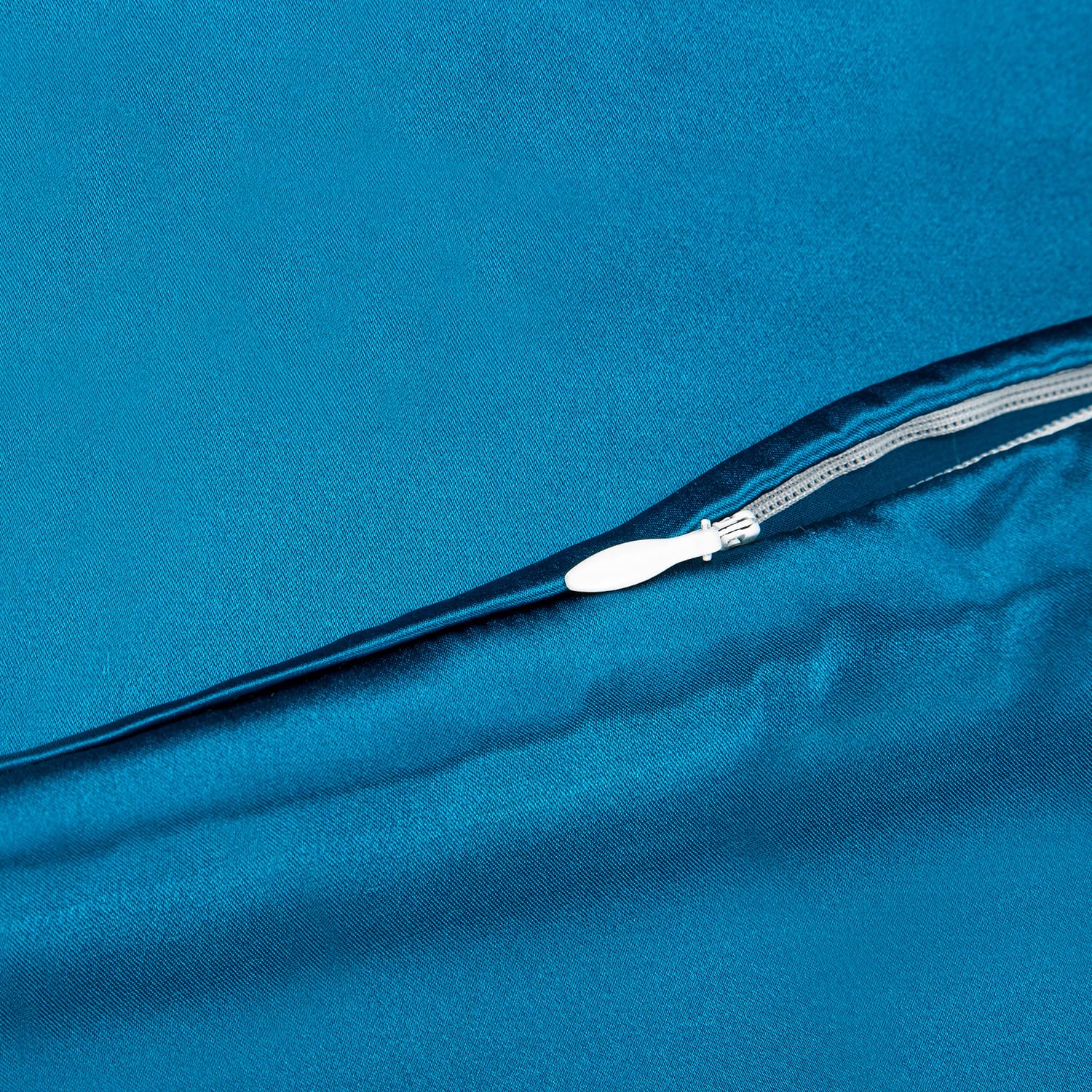 RUIPTSKE Natural Silk Federa, ipoallergenico, 22momme, 100% Seta, 600 Filati, con a Scomparsa Cerniera (Peacock Blue, 50x75cm)