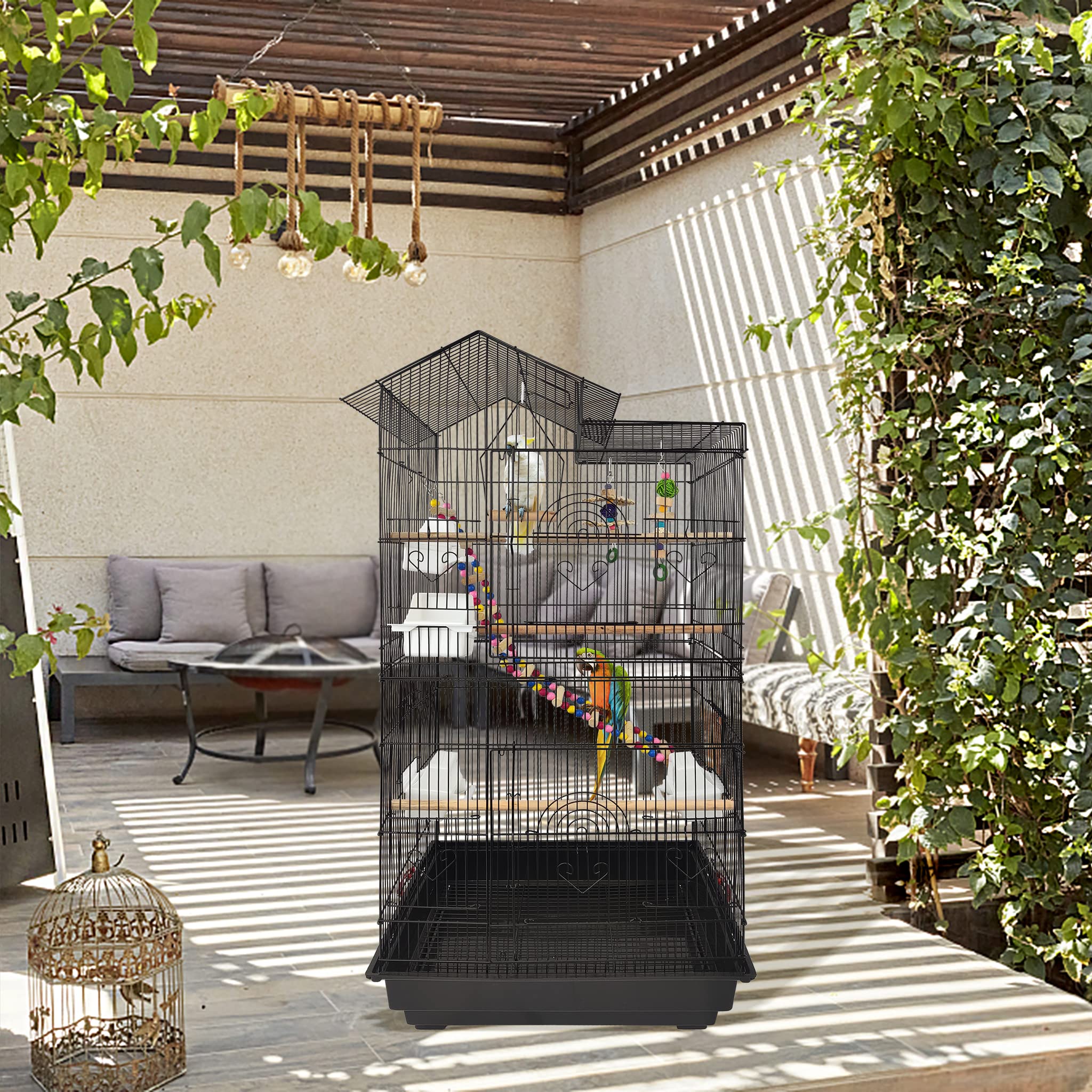 LZQ Vogelhaus Vogelkäfig Vogelvoliere Papageienkäfig Metall Käfig für Papageien Tauben Vogel Haustier (mit Spielzeug)