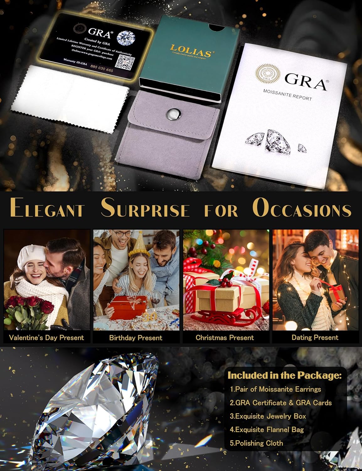 Moissanite Earrings for Men Women:Hypoallergenic Flat Back Earrings 925 Sterling Silver Stud Earring Small D Color VVS1 Moissanite 14K White Gold Plated Helix Cartilage Earring Studs Gift Jewelry - Image 3