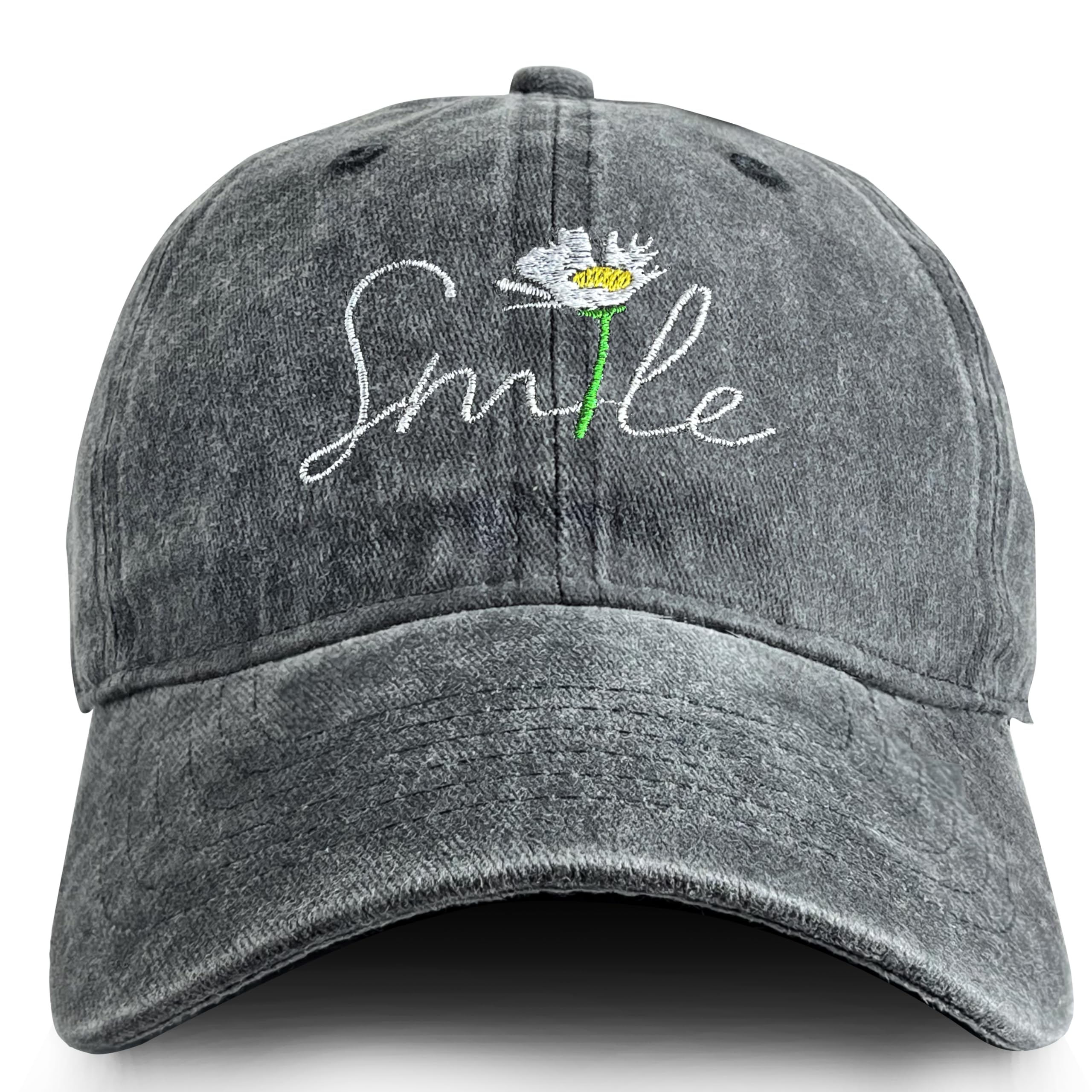 Sunflower Aadjustable Hat Smile Flower Baseball Cap 3D Embroidered Hats for Women Sun Hat