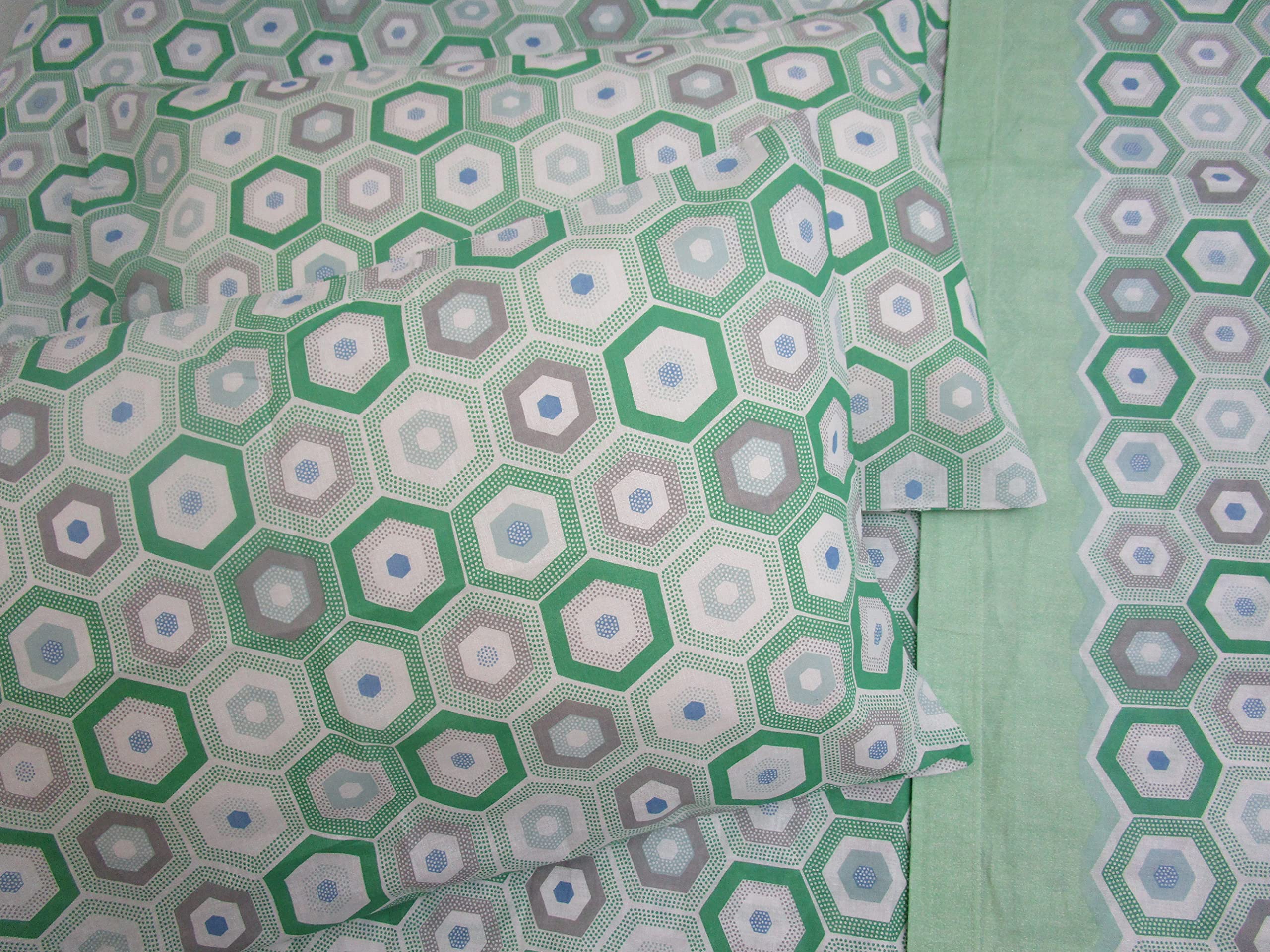 Płacić Mała Pełna Podwójne Łóżko Projekt GEOMETRYCZNY MULTICOLOR 100% Bawełna Z Włókna Naturalnego MADE we Włoszech.Rozmiary MAXI Nowość 2023!!!! (Zielony)