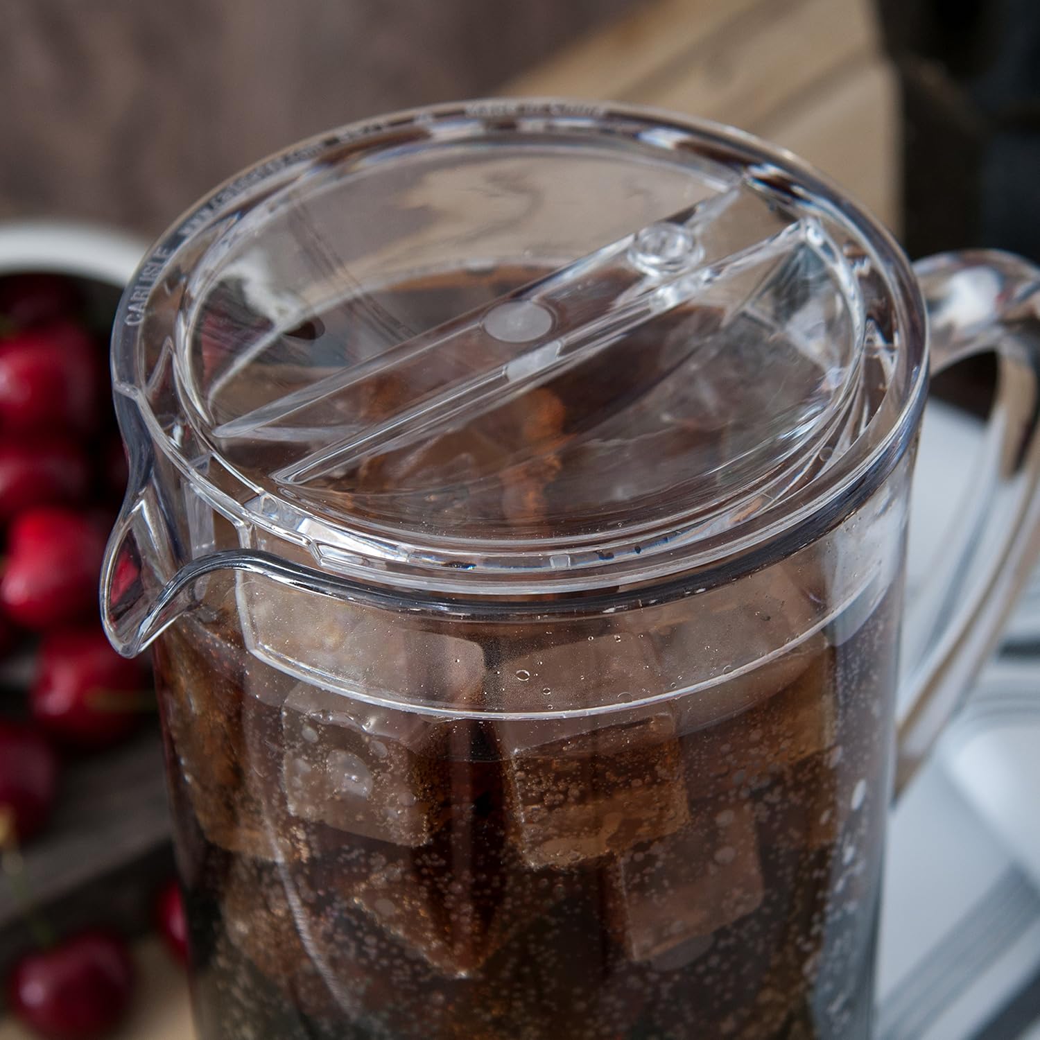 Carlisle FoodService Products Elan Vented Lid Pitcher Lid for Restaurants, Catering, Kitchens, Plastic, 5.25 x 5.25 x 2 Inches, Clear, (Pack of 6)