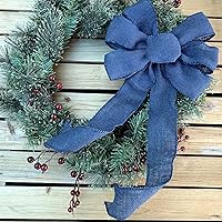 Vista 146 de Arco de corona de arpillera negra con alambre, 10 pulgadas de ancho, colas largas de 18 pulgadas, cinta de Navidad, decoración de puerta delantera