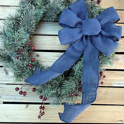 Miniatura 149 de Lazo de corona de cinta de arpillera natural, 10 pulgadas de ancho, colas largas de 18 pulgadas, granja, Pascua, otoño, invierno, Acción de Gracias