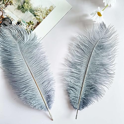 Miniatura 8 de Piokio 25 plumas de avestruz azul natural de 10-12 pulgadas a granel para centros de mesa de fiesta de boda, decoraciones de Gatsby