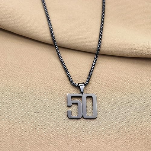 Miniatura 5 de Collar personalizado con números deportivos para niños, atletas de acero inoxidable, cadena negra con dije de número 00-99, joyería elegante para