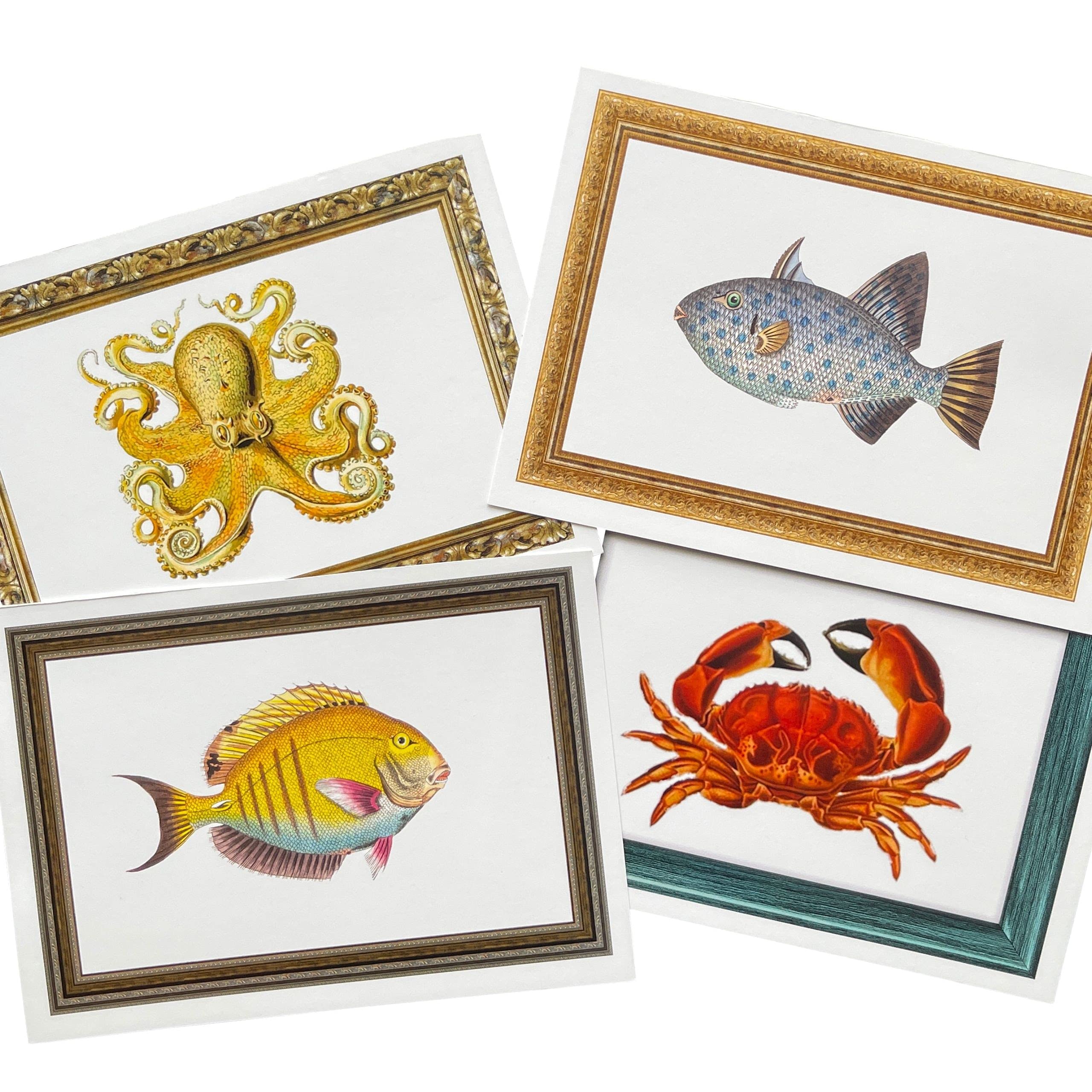 Whitman and Daughter Pretty Ocean Thank You Notes (24 Cards, 4.25 X 6 Inch) Marine Animal Theme for Fisherman Retirment, Birthday Invitations or Classy Fish Thank You Notes