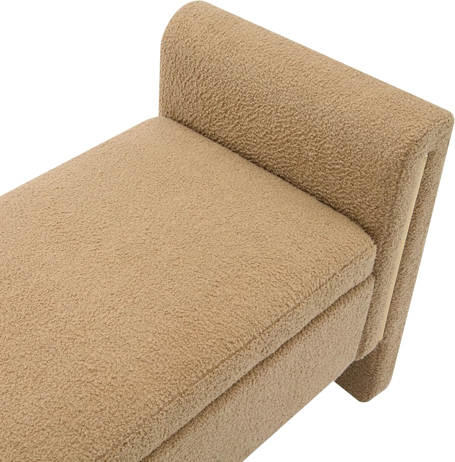 Christopher Knight Home Upholstered Storage Ottoman, Teddy Fabric Bench with Solid Wood Legs, Comfortable Foot Rest Stool, Storage Bench for Bedroom End of Bed, Living Room, Dining Room, Khaki