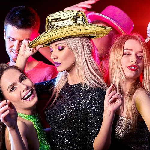 Miniatura 7 de PP OPOUNT Sombrero de vaquero de disco para bricolaje, kit de fabricación de sombrero de disco dorado con sombrero de vaquero blanco y 11328