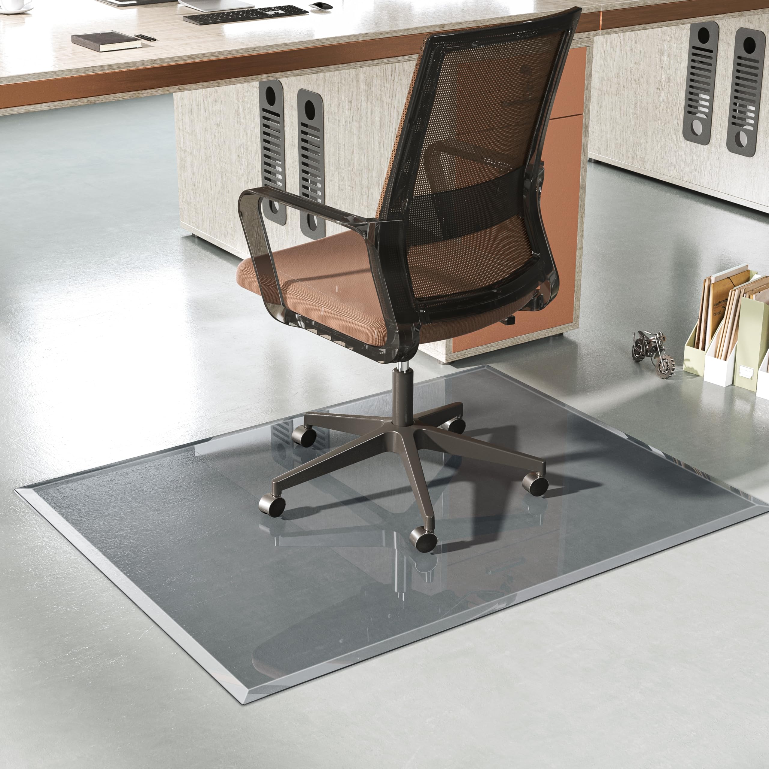 Tempered Glass 48 x30 Beveled Edge Glass Chair Mat with Polished Edge Clear Office Chair Mat Glides Smoothly