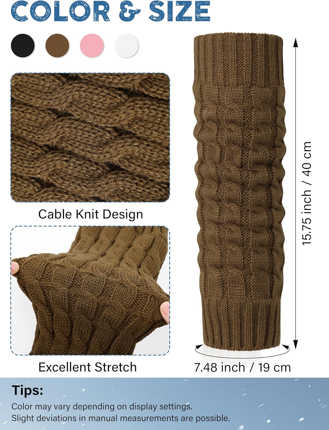 4 Pairs Winter Fleece Lined Leg Warmer for Women Skating boot Leg Warmer Thermal Warm Knitted - Image 2