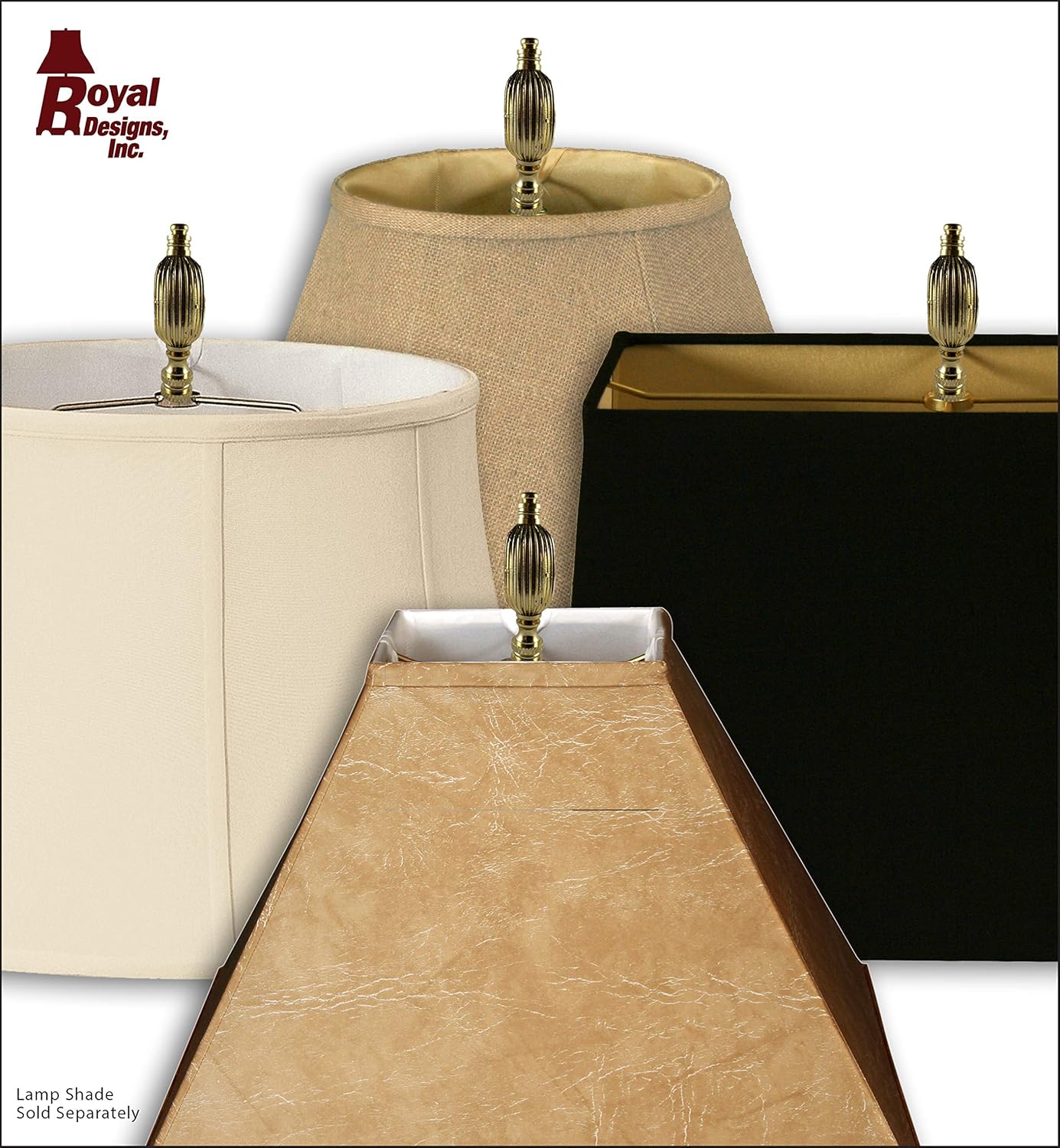 Royal Designs Button Lamp Finial for Lamp Shade, 2.5 Inch High, Polished Brass - Set of 2