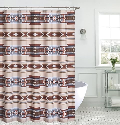 De Leon Collections Modern Mesa Southwestern Geométrico Tribal Desert Diamond Stripes Decorativa 72" Cortina de ducha