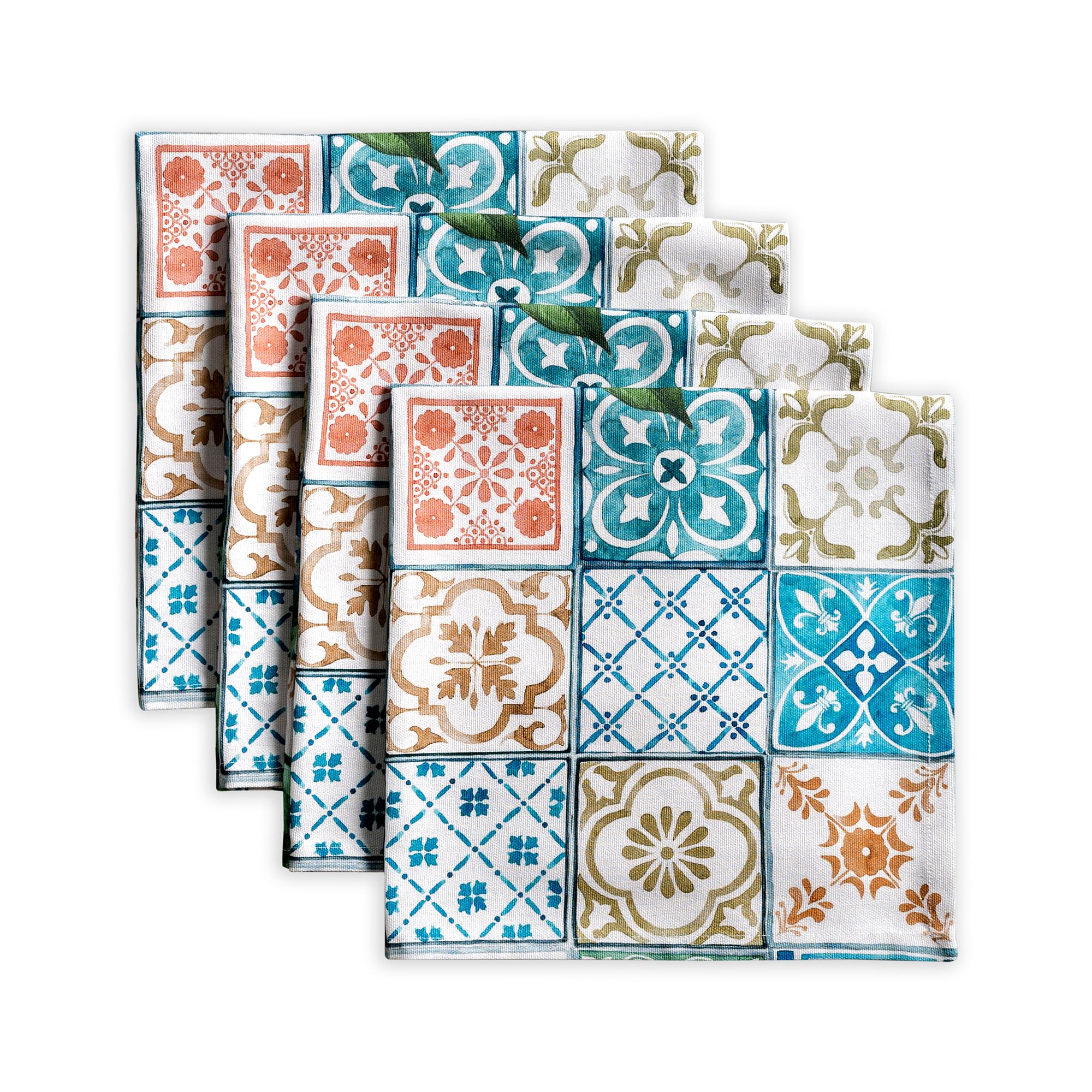 Maison d' Hermine Cloth Napkins Set of 4 100% Cotton Everyday Reusable Square Napkins Cloth Washable Kitchen Dinner Hotel Party Wedding Restaurant Spring Summer (Agrume, 45 cm x 45 cm)