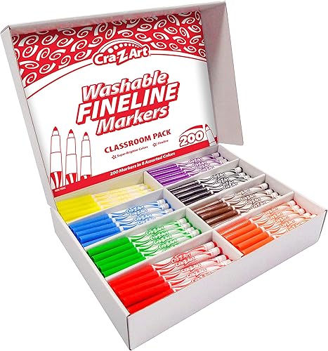 Cra-Z-Art - Marcadores de punta fina lavables (200 quilates, 8 colores surtidos)