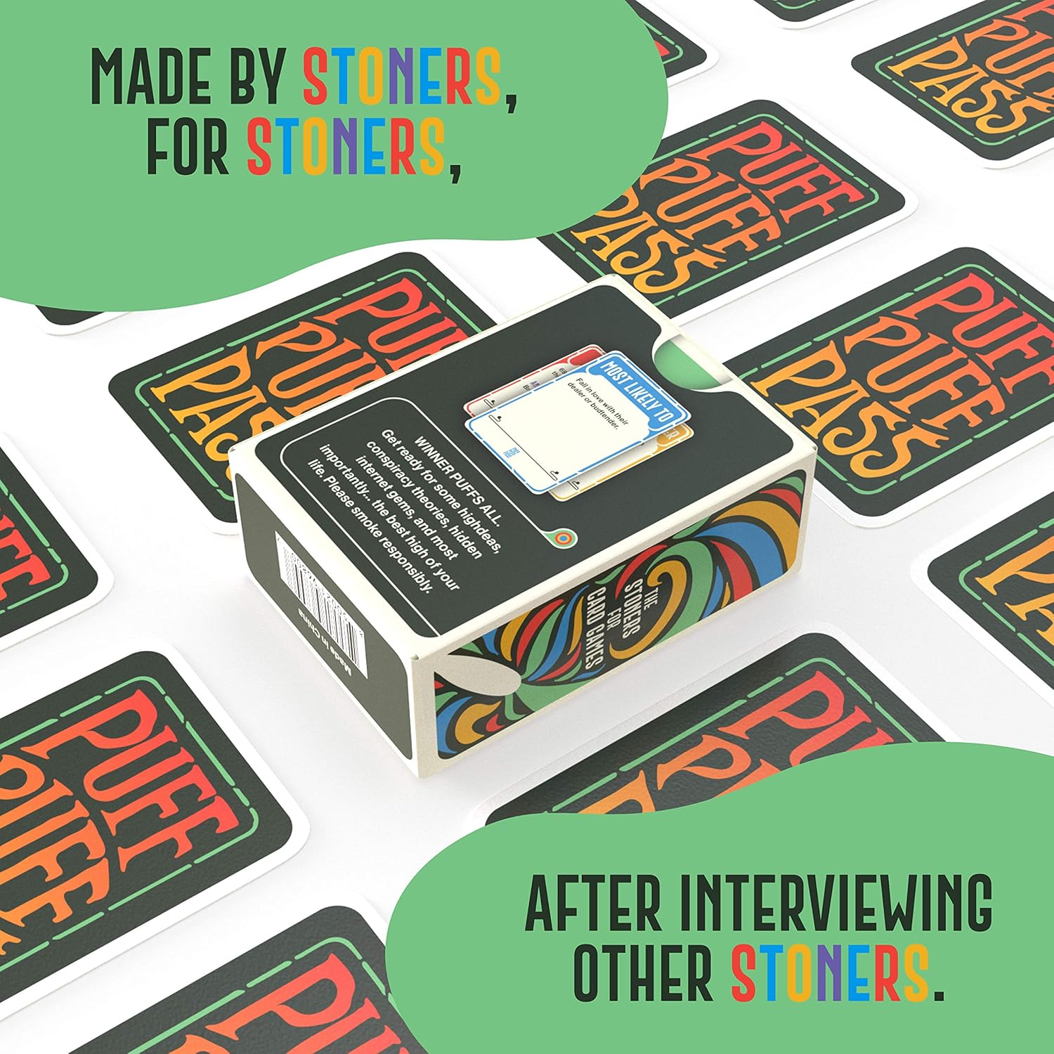 The Card Game for Stoners w/ 109 Hilarious Trivia, Conversation Starters, Would You Rathers, and More.