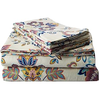 Tribeca Living 100% Cotton German Flannel Sheet Set - 200 GSM, Deep Pocket, Ultra Soft & Cozy, California King, Mid Blue