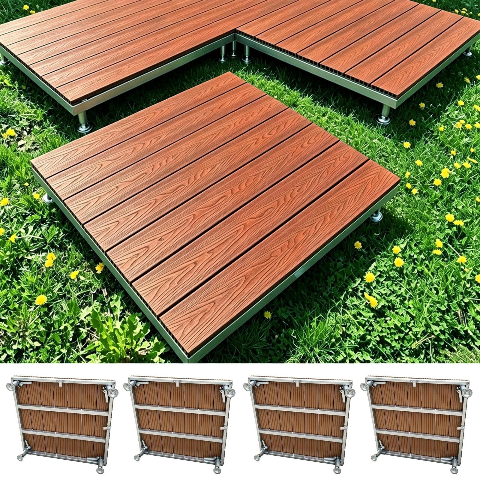 4 PCS Composite Pre Built Deck Platform, Kit Terrazzo Modulare WPC