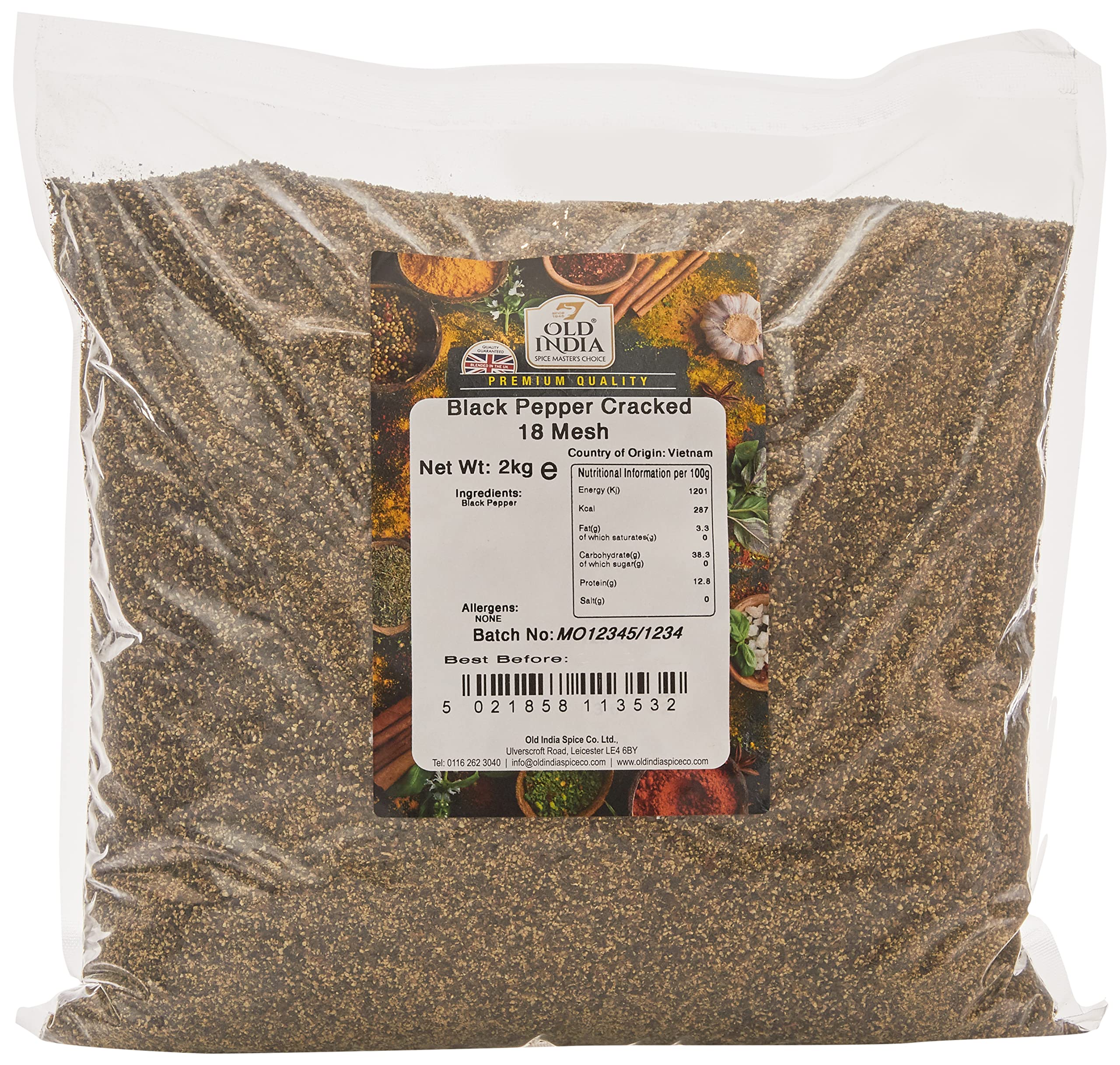 Old India Black Pepper Cracked 18 Mesh 2kg