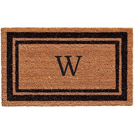 Calloway Mills Personalized Monogrammed W Doormat, 24 inch x 36 inch, Black Trim