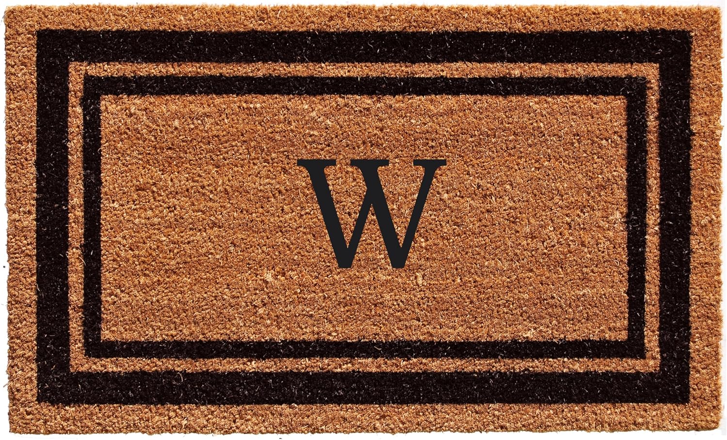 Calloway Mills 152961830W Black Border 18" x 30" Monogram Doormat, (Letter W)