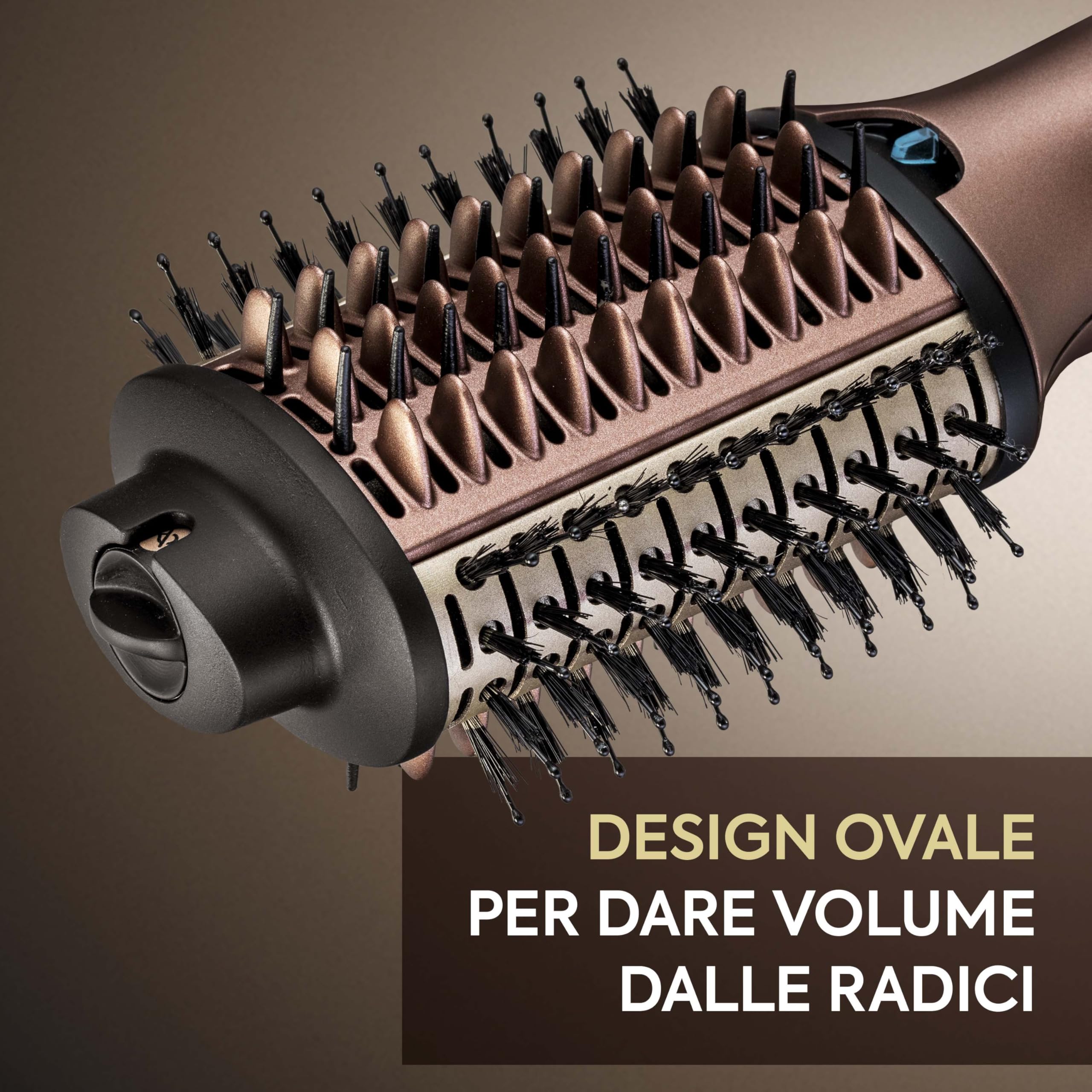 BaByliss Air Power Volume 2in1 Styler e asciugacapelli, da capelli bagnati ad asciutti, spazzola asciugacapelli volumizzante per capelli da medi a lunghi, 3 temperature, funzione ionica, oro, AS95E
