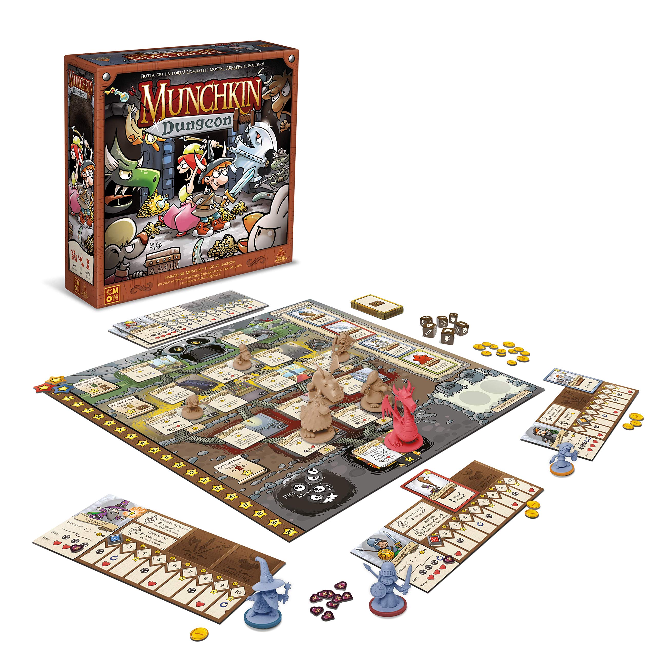 Asmodee Munchkin Dungeon, Gioco da Tavolo, 2-5 Giocatori, 14+ Anni, Edizione in Italiano