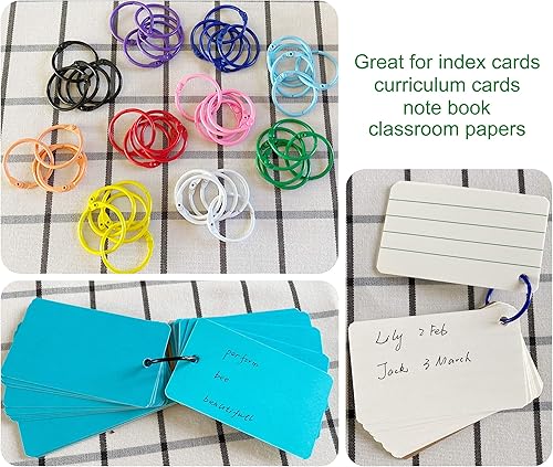 Vista 8 de Llaveros o llaveros, anillos de hoja suelta de 1 1/5 pulgadas para llaveros, anillos de tarjetas abiertas, anillos de clip para anillos de libros